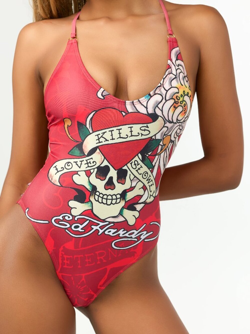 NWT Ed Hardy Women's Eternal Love One Piece Swimsuit